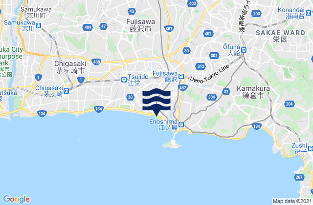 Kugenuma Kaigan, Japan tide times map
