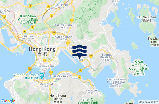 Kwun Tong, Hong Kong tide times map