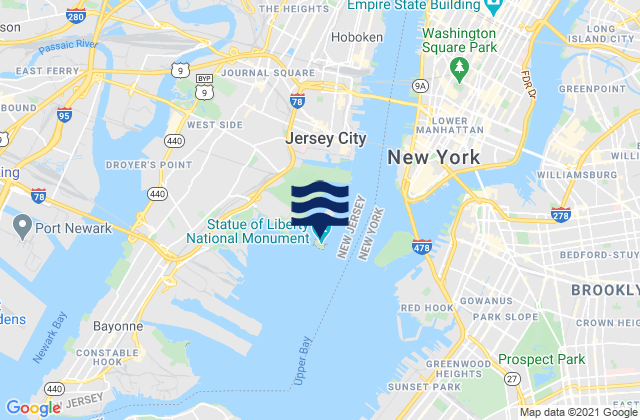 Liberty Island, United States tide chart map