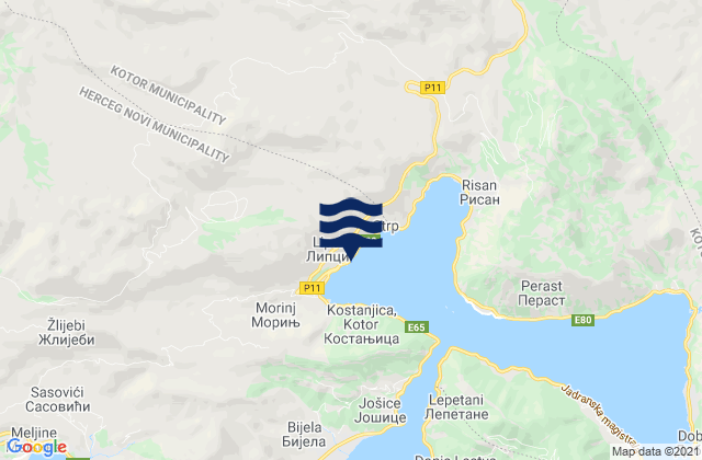 Lipci, Montenegro tide times map