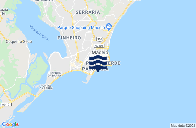 Macei, Brazil tide times map