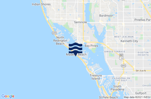Maderia Beach, United States tide chart map