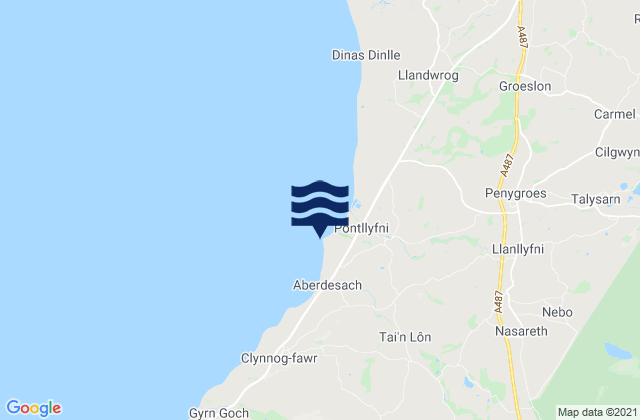 Maen Trwyn Dylan Beach, United Kingdom tide times map