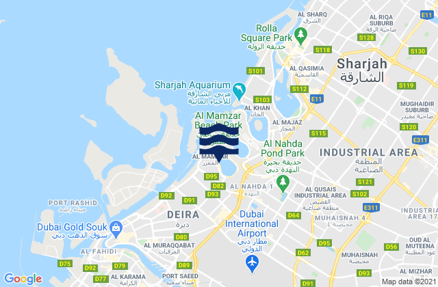 Mamzar Beach, United Arab Emirates tide times map