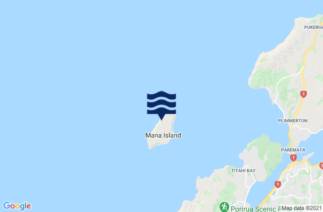 Mana Island, New Zealand tide times map