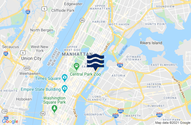 Manhattan, United States tide chart map