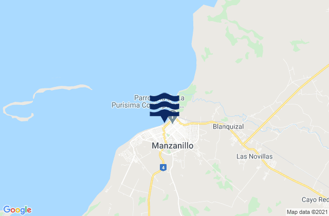 Manzanillo, Cuba tide times map