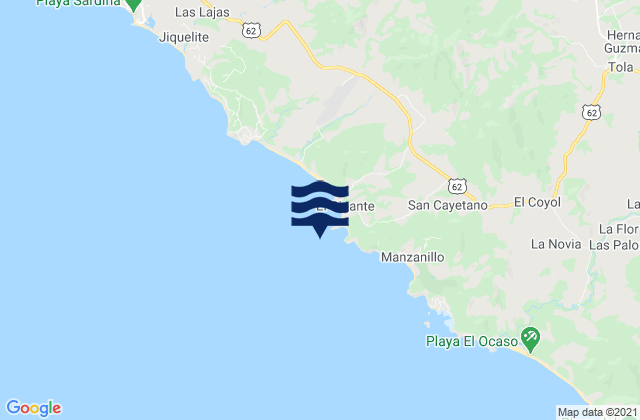 Manzanillo, Nicaragua tide times map