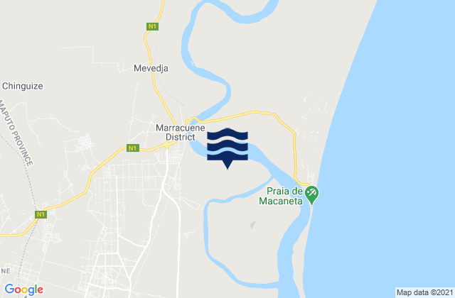 Marracuene District, Mozambique tide times map