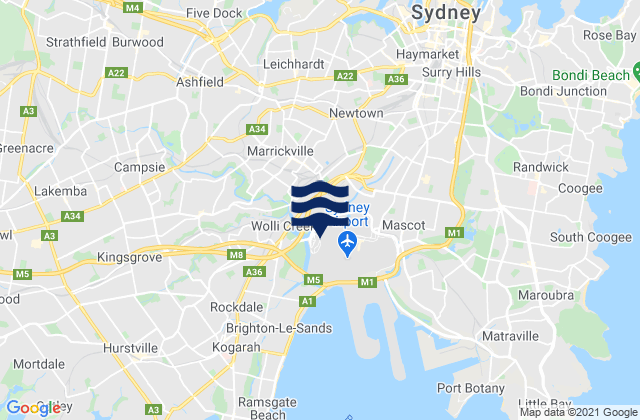 Marrickville, Australia tide times map