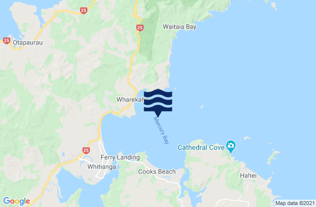 Mercury Bay, New Zealand tide times map