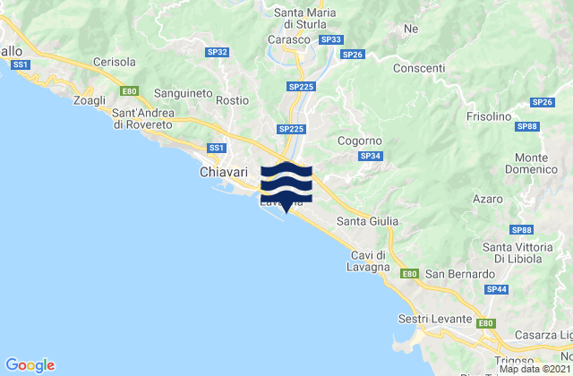 Mezzanego, Italy tide times map