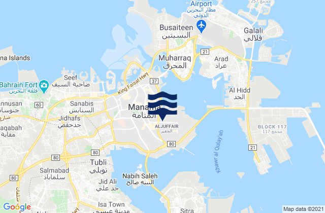 Mina Salman Bahrain Island, Saudi Arabia tide times map