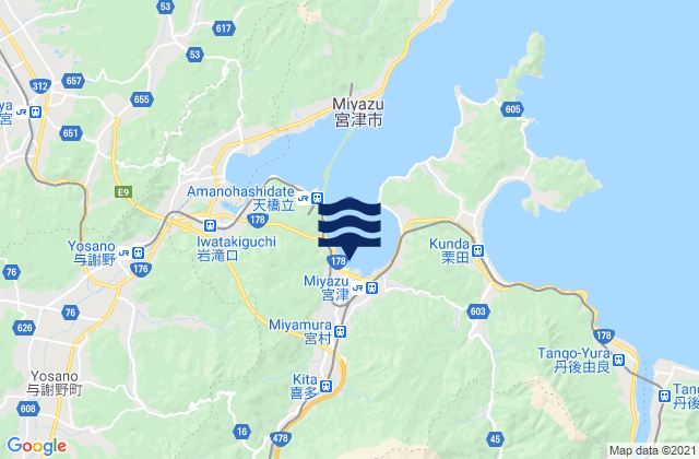Miyazu, Japan tide times map