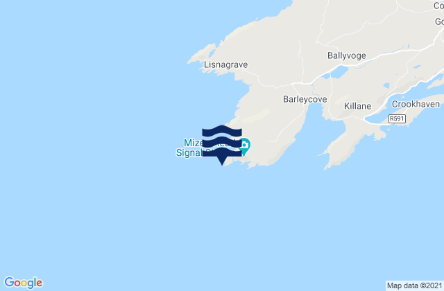 Mizen Head, Ireland tide times map
