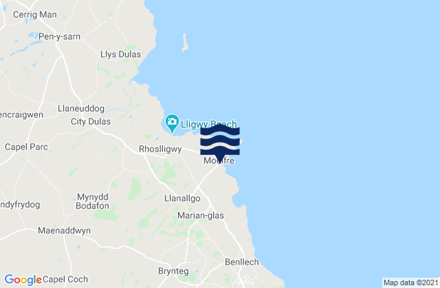 Moelfre, United Kingdom tide times map