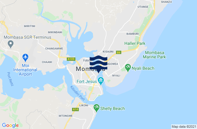 Mombasa District Kenya Tide Times Map 292384 