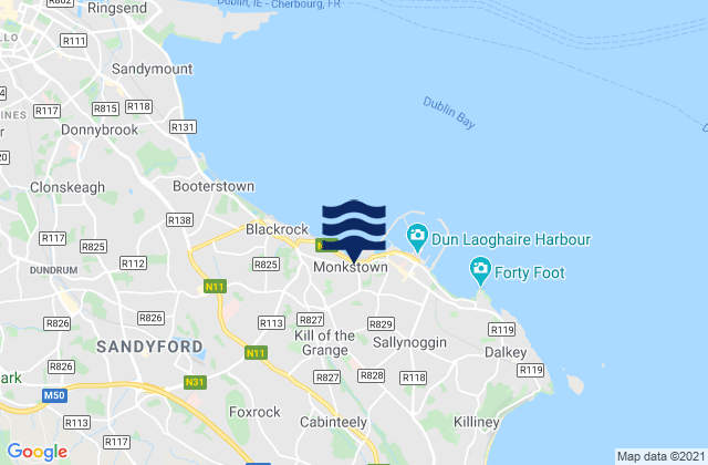 Monkstown Dun Laoghaire  Rathdown Leinster Ireland Tide Times Map 4456752 