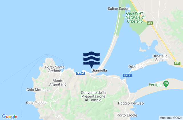 Monte Argentario, Italy tide times map