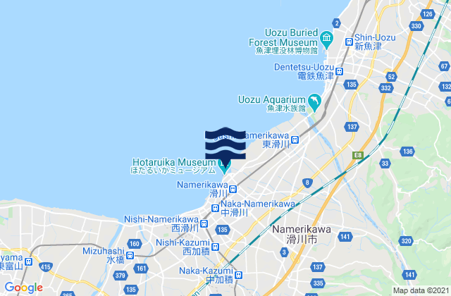 Namerikawa, Japan tide times map