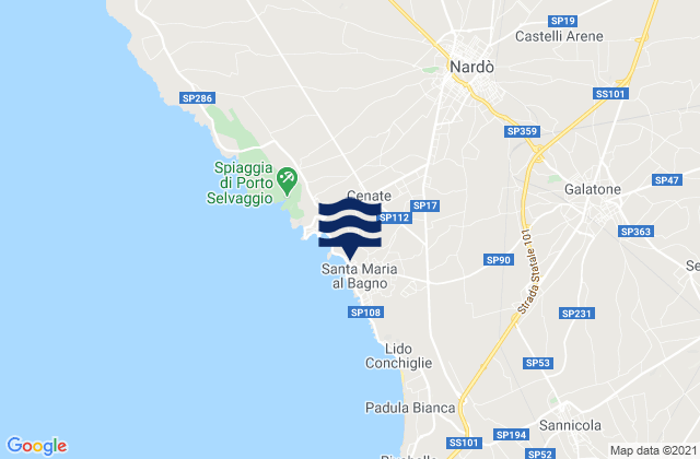 Nardo, Italy tide times map