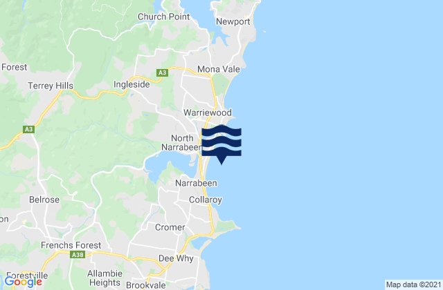 Narrabeen, Australia tide times map