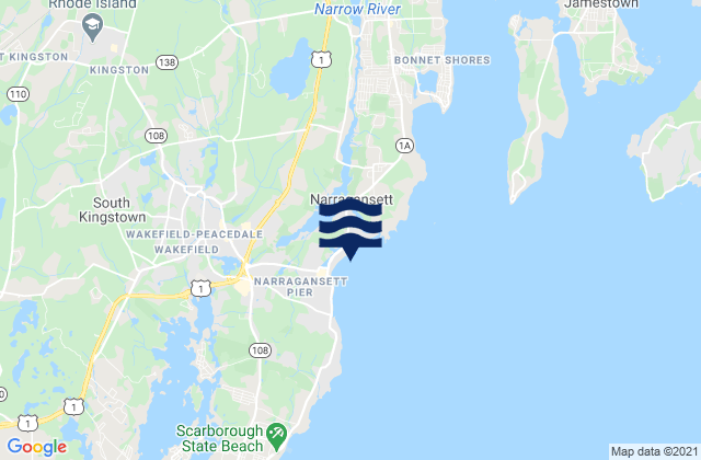 Narragansett Town Beach, United States tide chart map