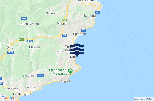 Noli, Italy tide times map