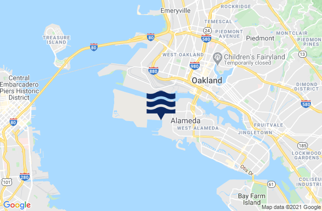 Oakland Berth 67, United States tide chart map