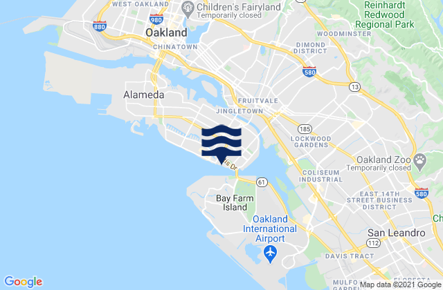 Oakland Harbor Park Street Bridge, United States tide chart map