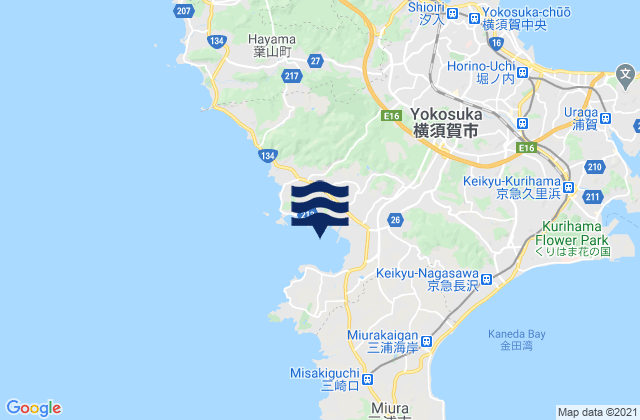 Odawa Wan, Japan tide times map