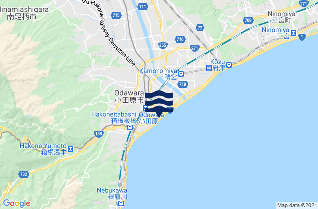 Odawara, Japan tide times map