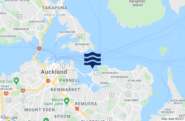 Okahu Bay, New Zealand tide times map