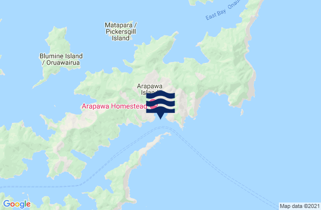 Okukari Bay, New Zealand tide times map