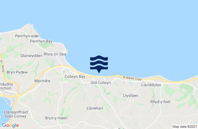 Old Colwyn Beach, United Kingdom tide times map