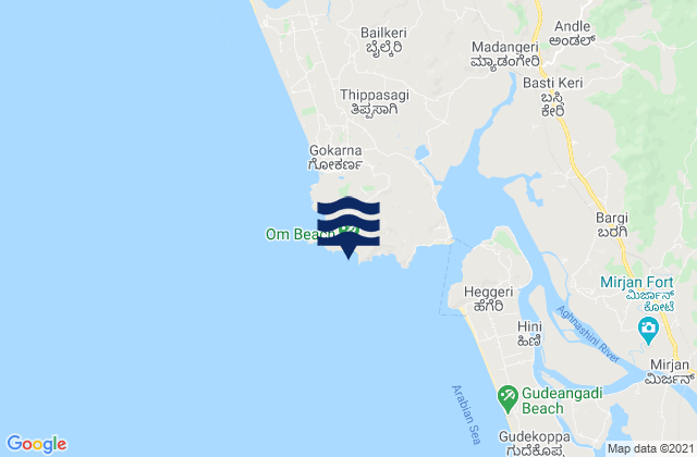 Om Beach (Gokarna), India tide times map