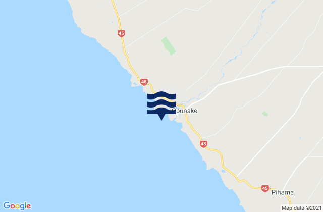 Opunake Bay, New Zealand tide times map