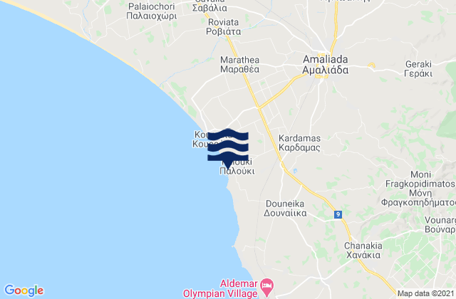 Palouki, Greece tide times map