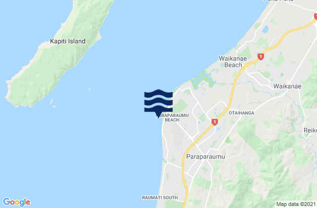 Paraparaumu Beach, New Zealand tide times map