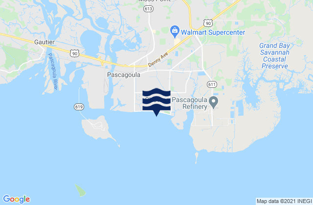 Pascagoula Mississippi Sound, United States tide chart map