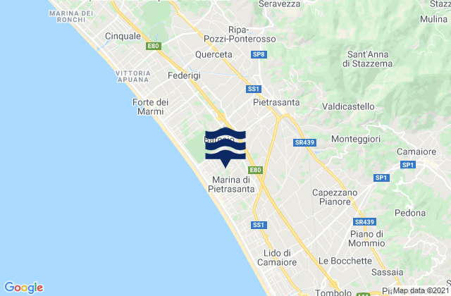 Pietrasanta, Italy tide times map