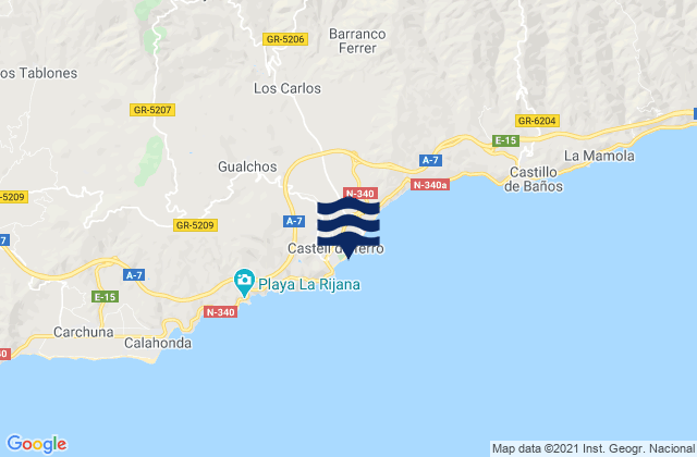 Playa Castell Del Ferro - Sotillo, Spain tide times map