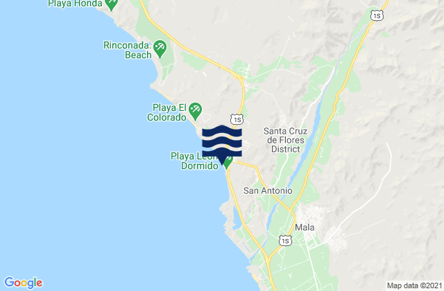 Playa Leon Dormido, Peru tide times map