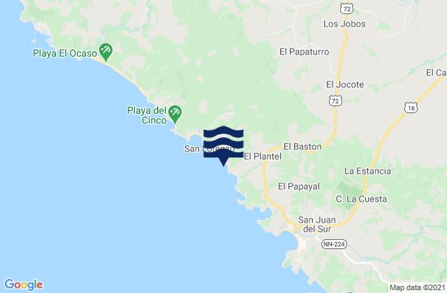Playa Maderas, Nicaragua tide times map