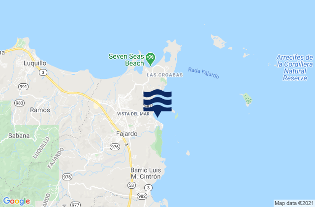 Playa de Fajardo, Puerto Rico tide times map