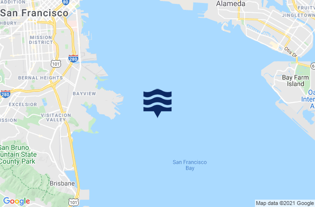 Point Avisadero .3 mi E, United States tide chart map