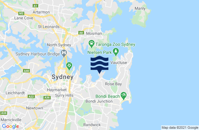 Point Piper, Australia tide times map