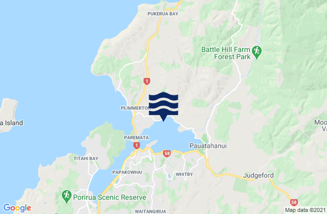 Porirua City, New Zealand tide times map