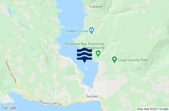 Porpoise Bay, Canada tide times map