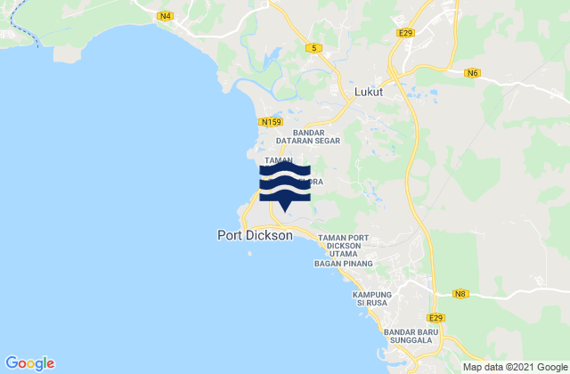 Port Dickson, Malaysia tide times map